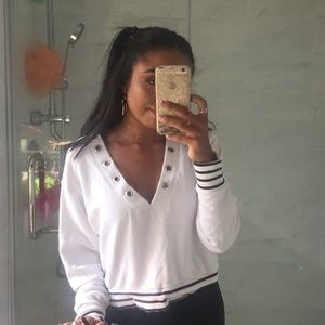 white cropped sweater